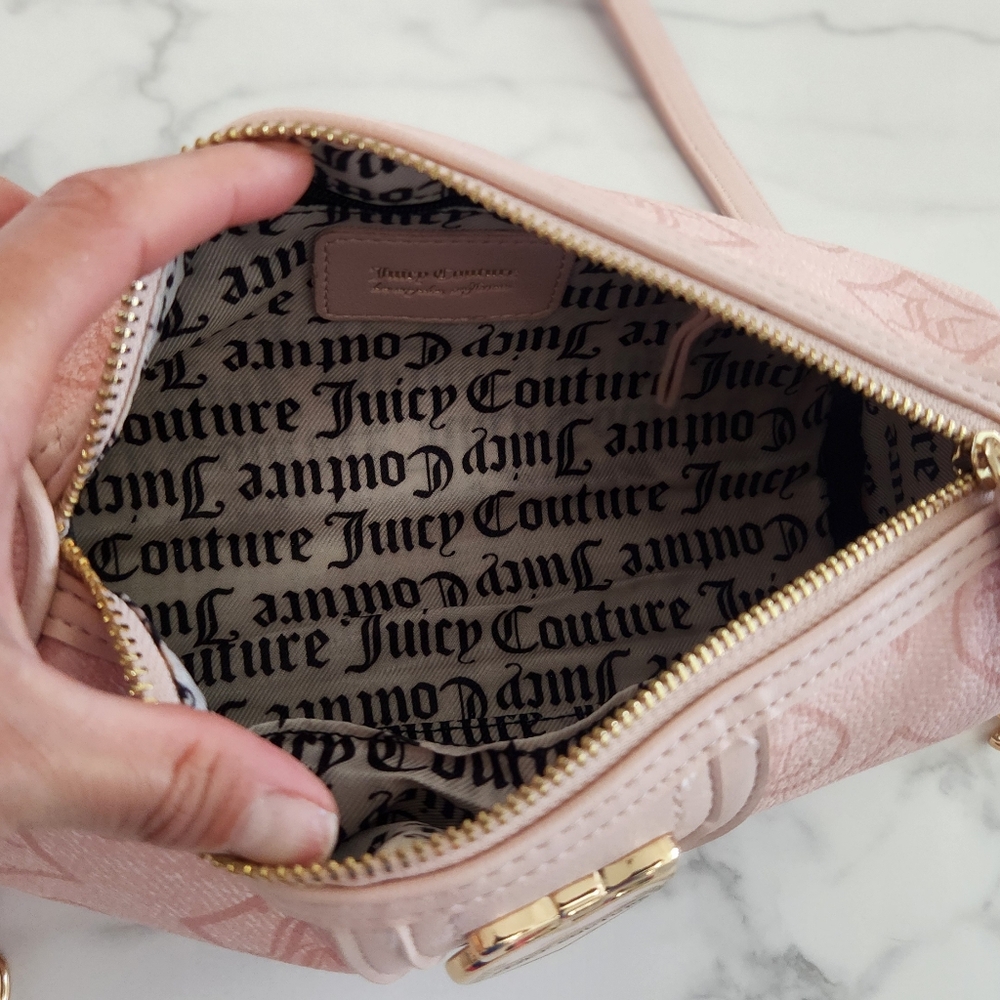 Juicy Couture Pink Clay Heart Accent Crossbody Shoulder Bag - Picture 15 of 15
